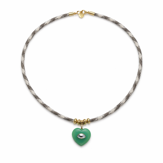 Chrysoprase Chalcedony & Blue Topaz Rope Necklace