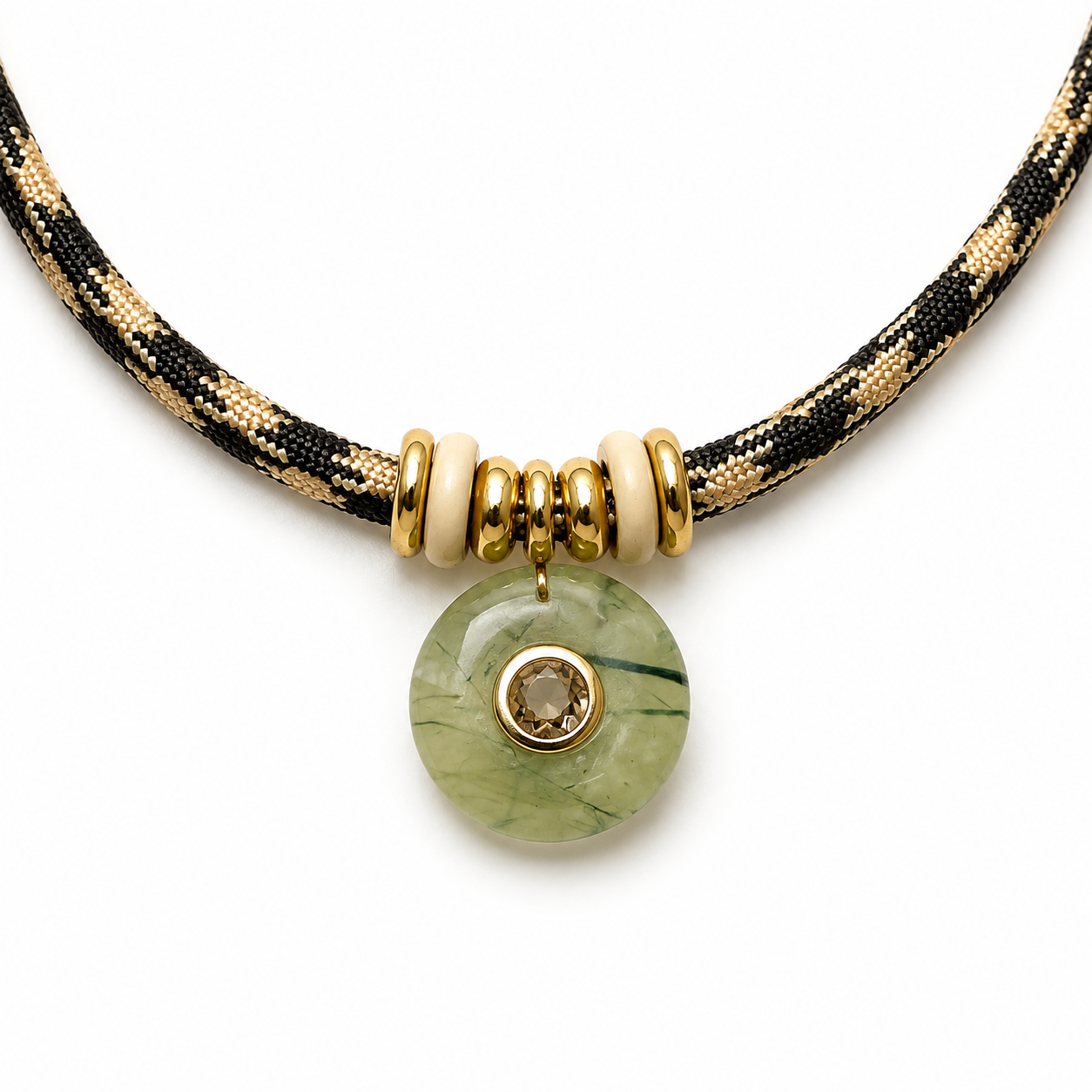 Prehnite & Smoky Quartz Rope Necklace