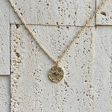 Load image into Gallery viewer, Evil Eye Protect Necklace on Mariner Chain, 18k Gold Filled
