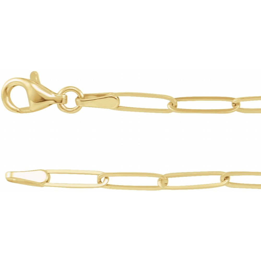 14K Yellow Gold Paperclip Chain Necklace – 2.6mm Solid Paperclip Link (18")