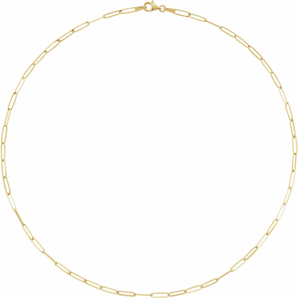 14K Yellow Gold Paperclip Chain Necklace – 2.6mm Solid Paperclip Link (18")