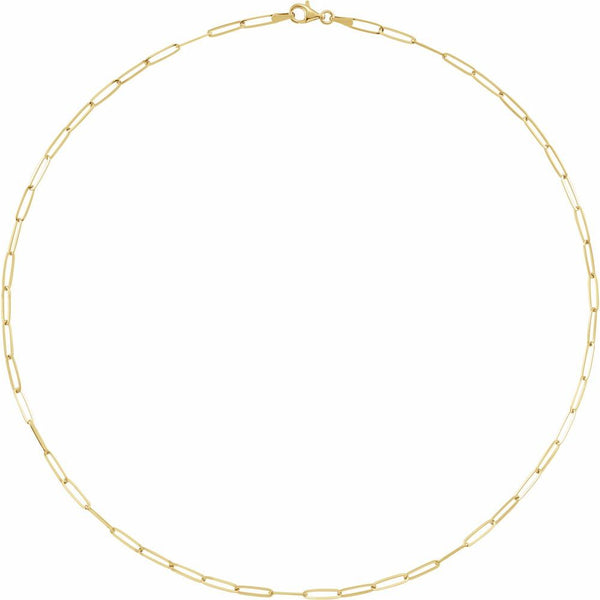14K Yellow Gold Paperclip Chain Necklace – 2.6mm Solid Paperclip Link (18")