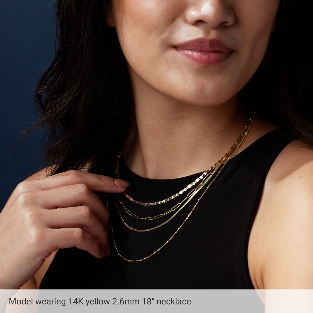 14K Yellow Gold Paperclip Chain Necklace – 2.6mm Solid Paperclip Link (18")