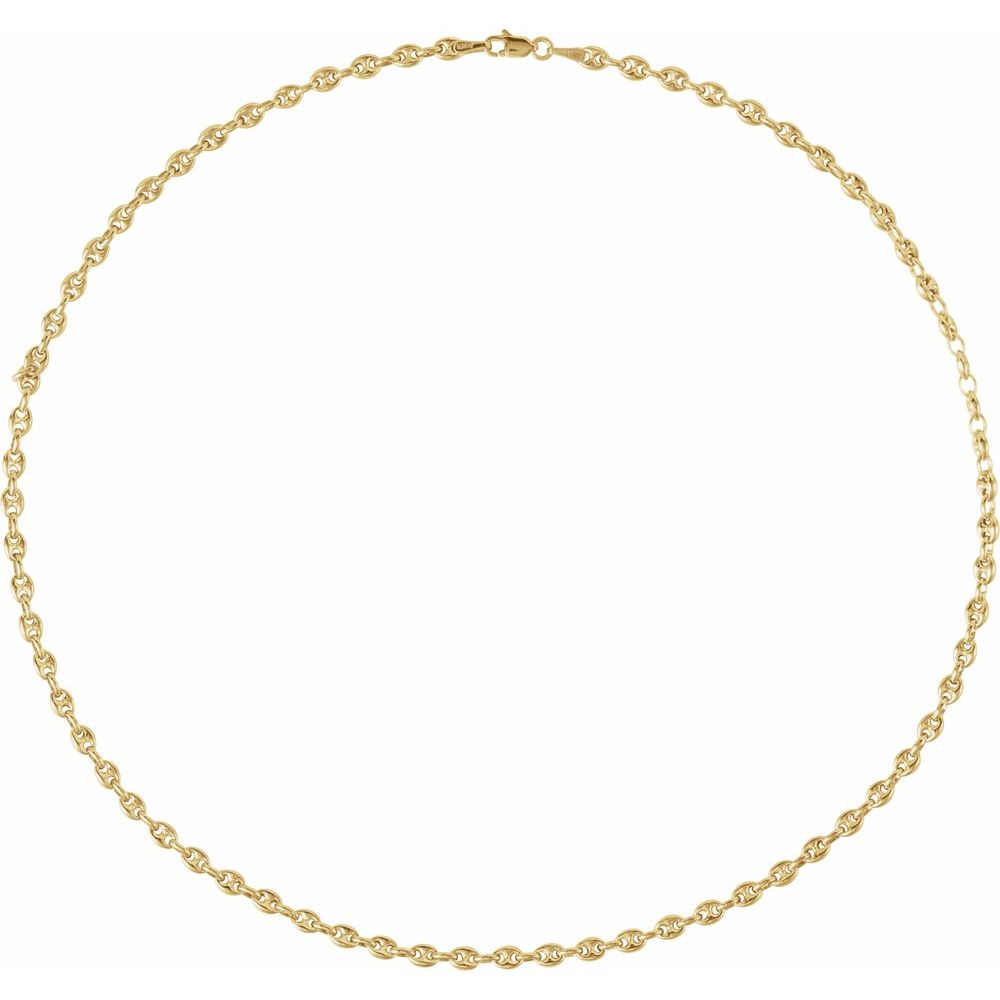 Marina Anchor Chain Necklace – 14K Yellow Gold Puffed Anchor Chain (3.8mm)