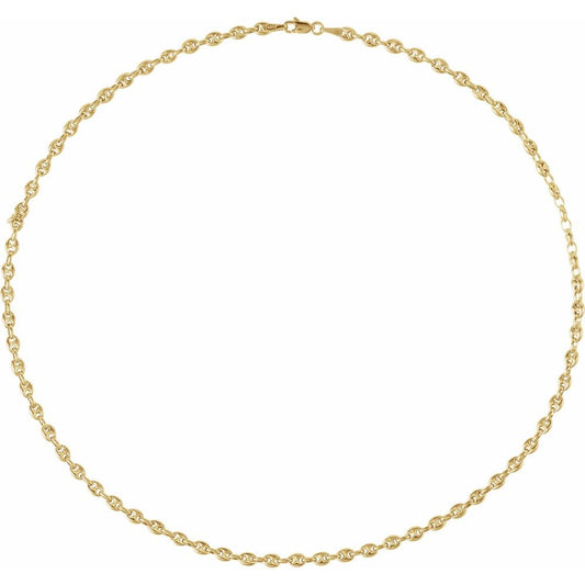 Marina Anchor Chain Necklace – 14K Yellow Gold Puffed Anchor Chain (3.8mm)
