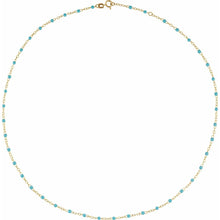 Load image into Gallery viewer, 14K Gold Enamel Bead Chain – Turquoise, White &amp; Black – Adjustable
