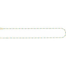 Load image into Gallery viewer, 14K Gold Enamel Bead Chain – Turquoise, White &amp; Black – Adjustable
