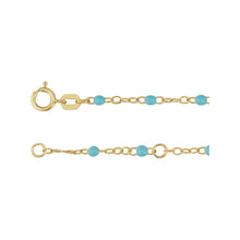Load image into Gallery viewer, 14K Gold Enamel Bead Chain – Turquoise, White &amp; Black – Adjustable

