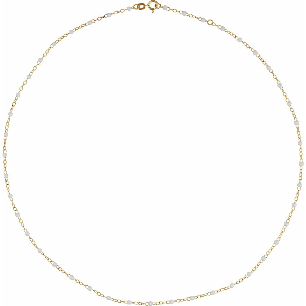 14K Gold Enamel Bead Chain – Turquoise, White & Black – Adjustable