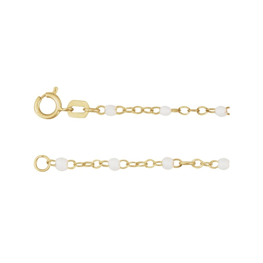 14K Gold Enamel Bead Chain – Turquoise, White & Black – Adjustable