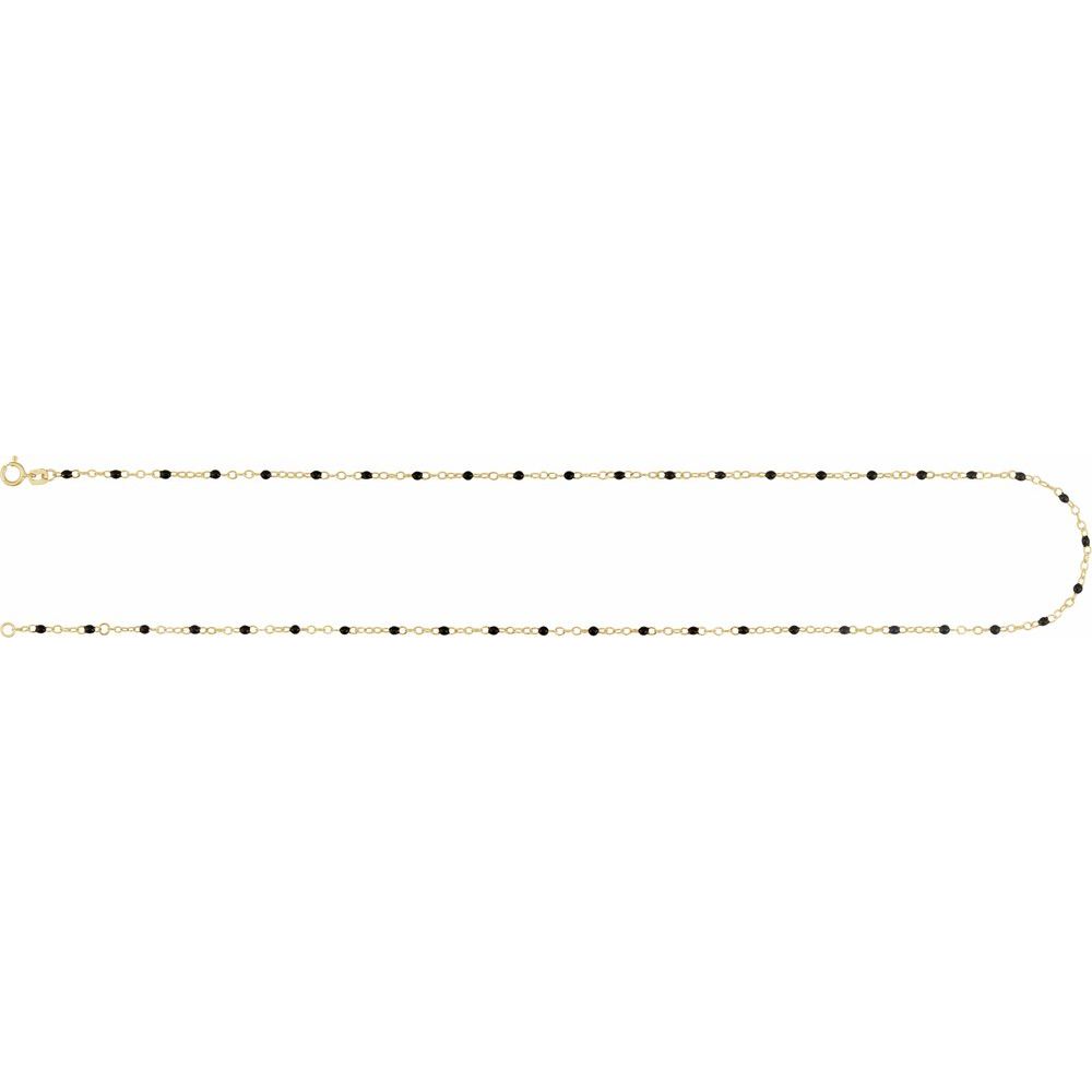 14K Gold Enamel Bead Chain – Turquoise, White & Black – Adjustable