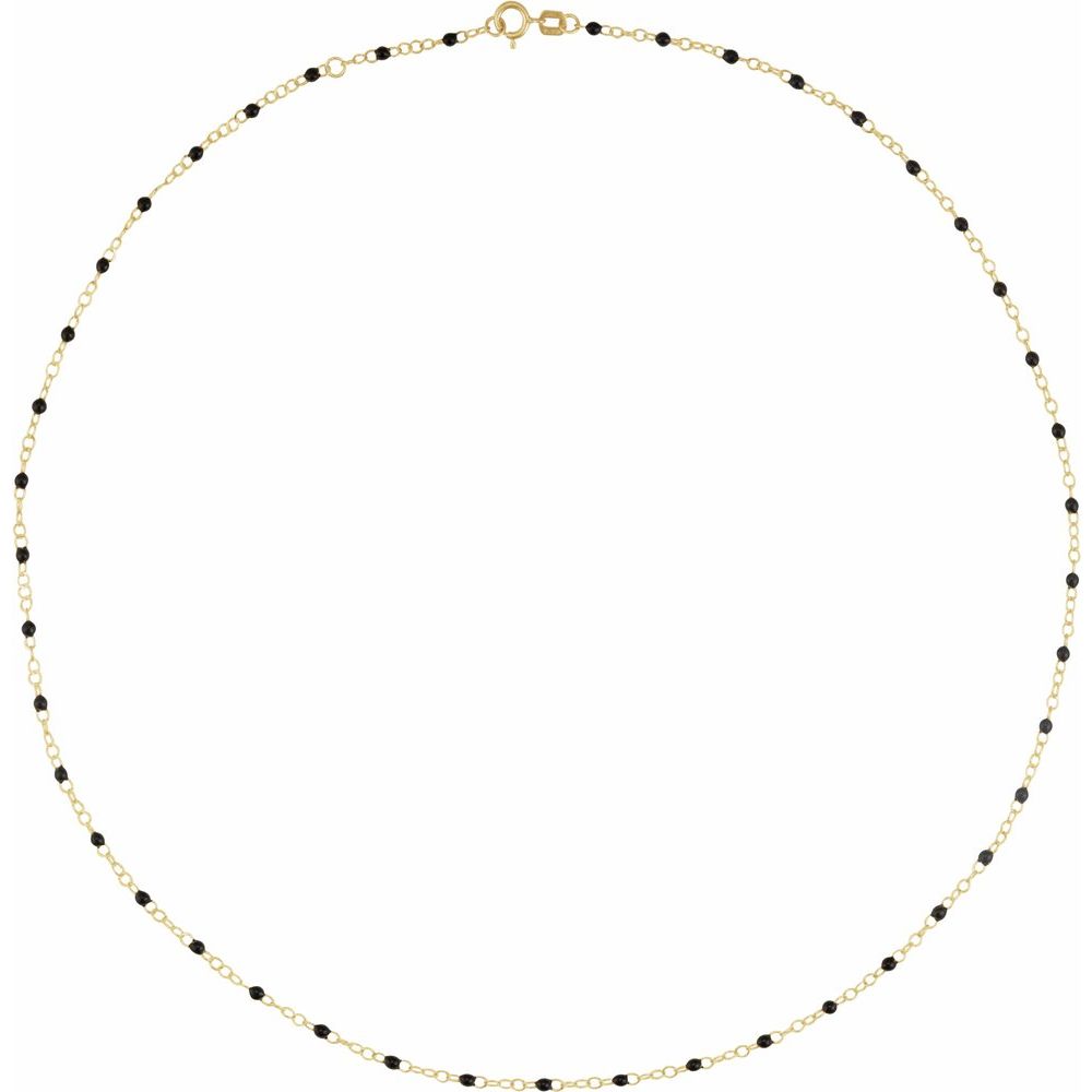 14K Gold Enamel Bead Chain – Turquoise, White & Black – Adjustable