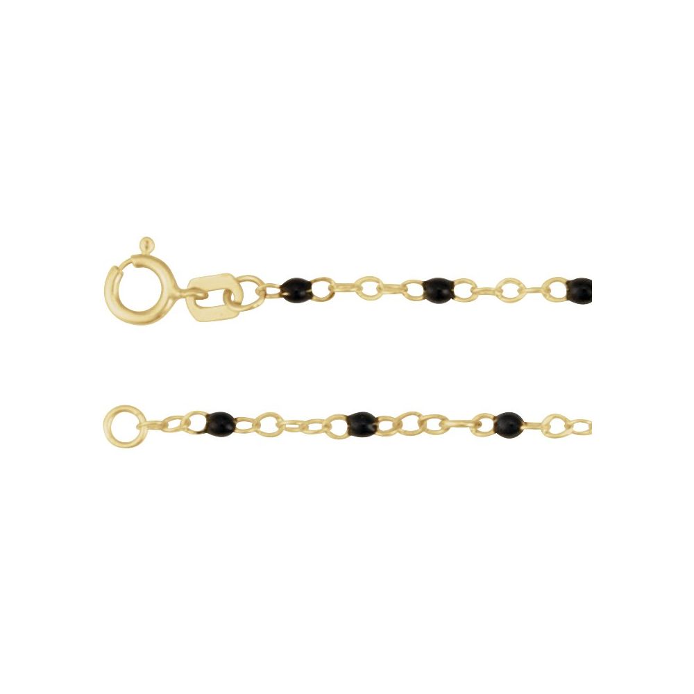 14K Gold Enamel Bead Chain – Turquoise, White & Black – Adjustable