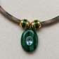 Signature Rope Necklace with Malachite and Blue Topaz Oval Pendant