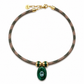 Signature Rope Necklace with Malachite and Blue Topaz Oval Pendant