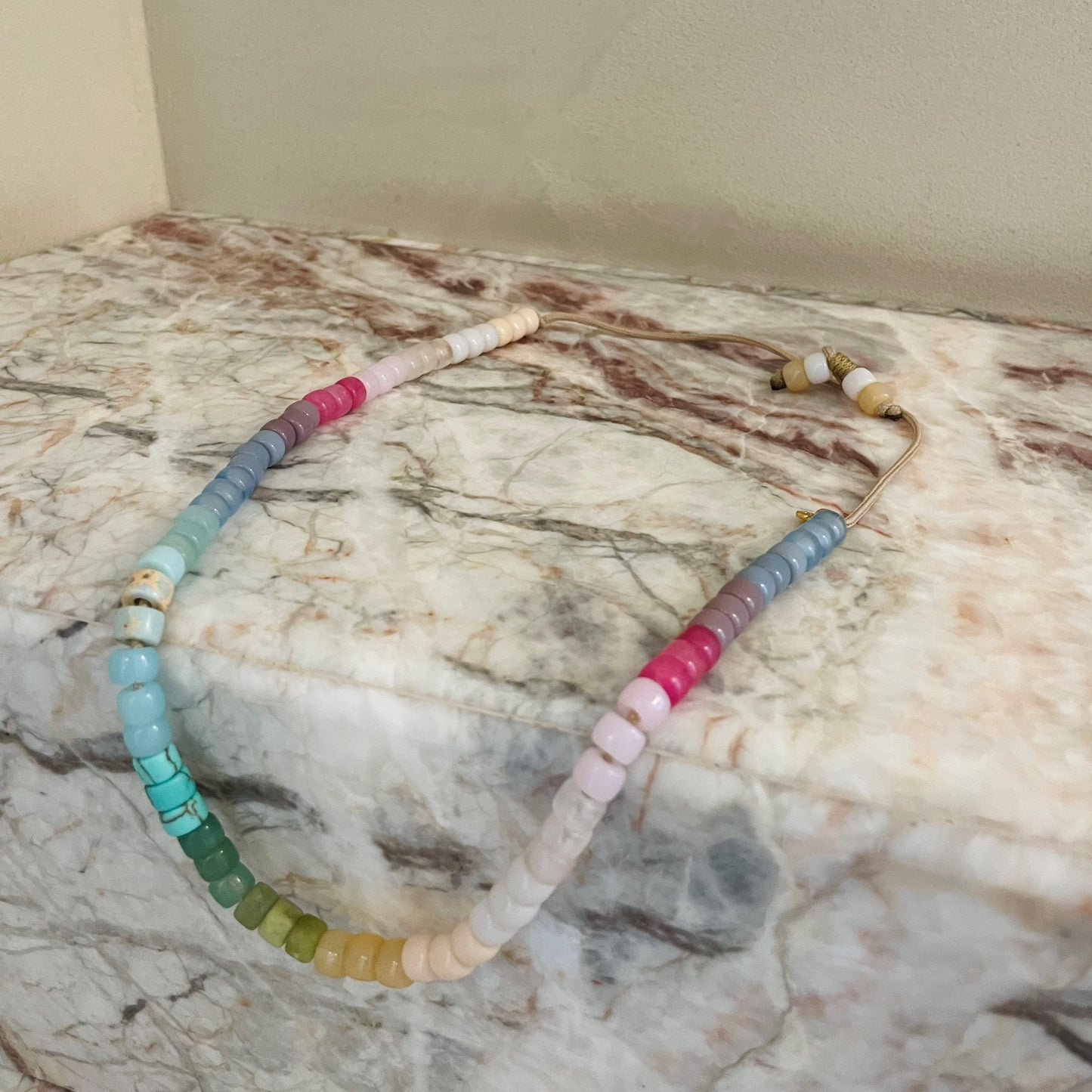 Cove Big Hole Pony Bead Gemstone Necklace
