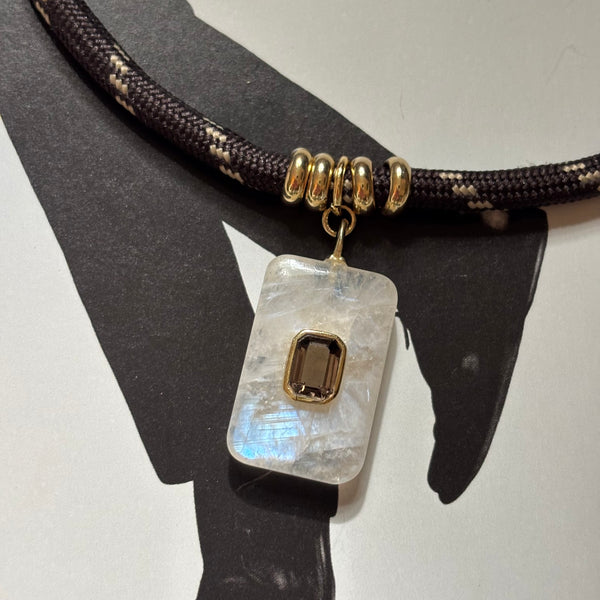 Moonstone Smoke Pendant Latte Cord