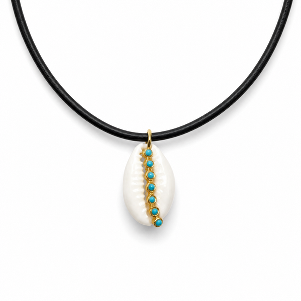 Turquoise Cowrie Gemstone Pendant Necklace