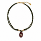 Tiger’s Eye & White Topaz Oval Knotted Rope Necklace