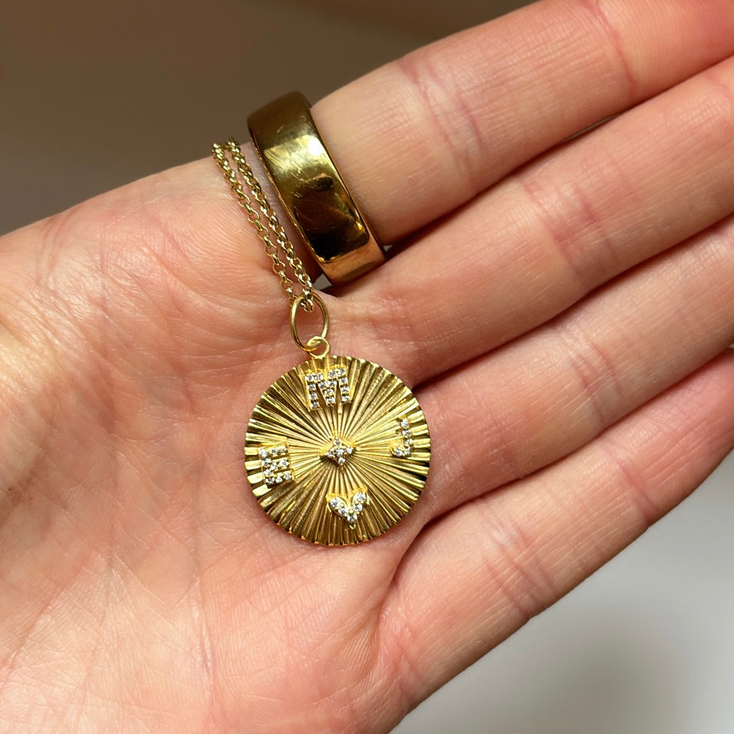 Initial Medallion Pendant with Pave Letters
