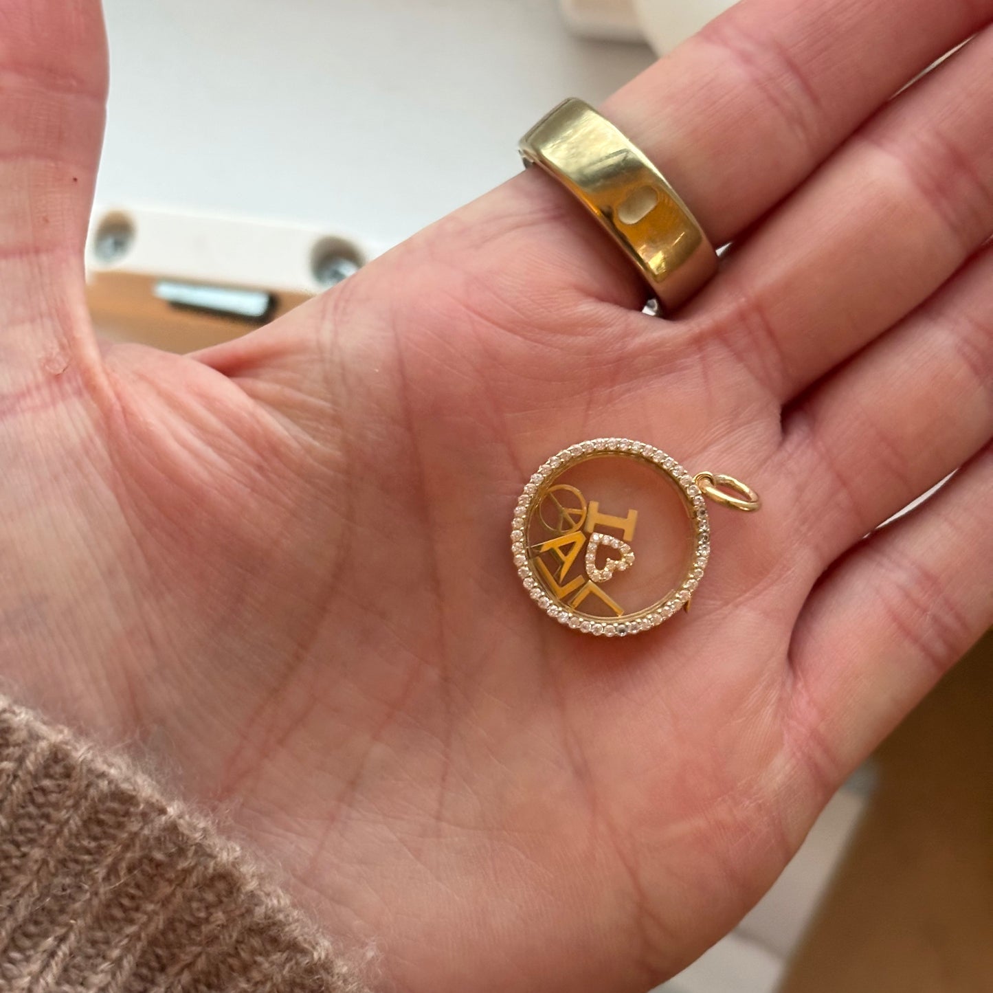 Small Floating Pave Charm Locket