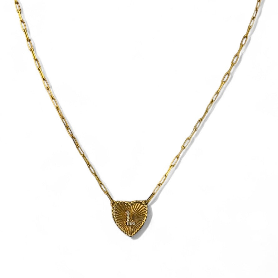 Radial Heart Initial Necklace