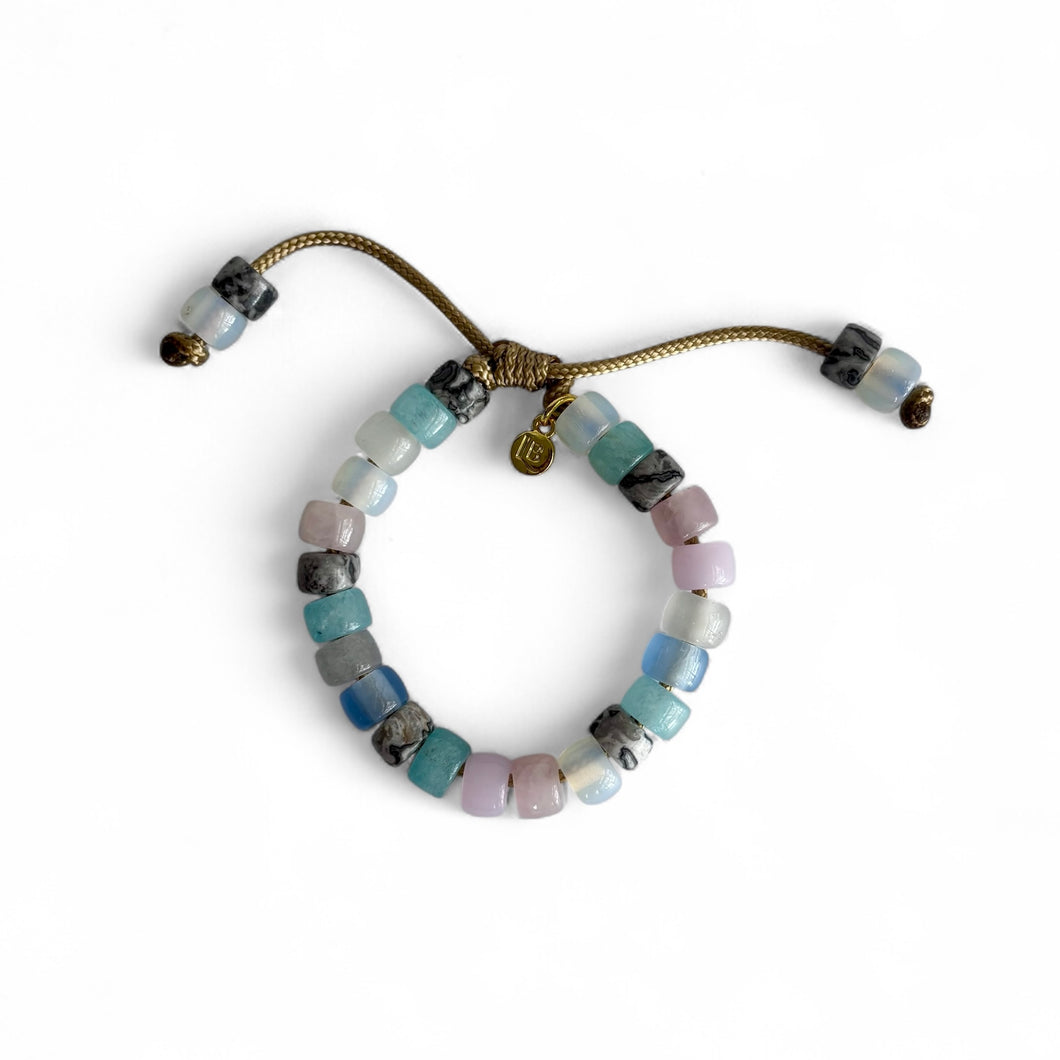 Cloudless • Sea Glass Collection • Gemstone Adjustable Beaded Bracelet