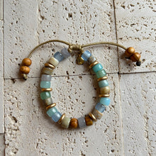 Load image into Gallery viewer, Tribal Wood Gemstone Beaded Bracelet with Czech Glass Spacers
