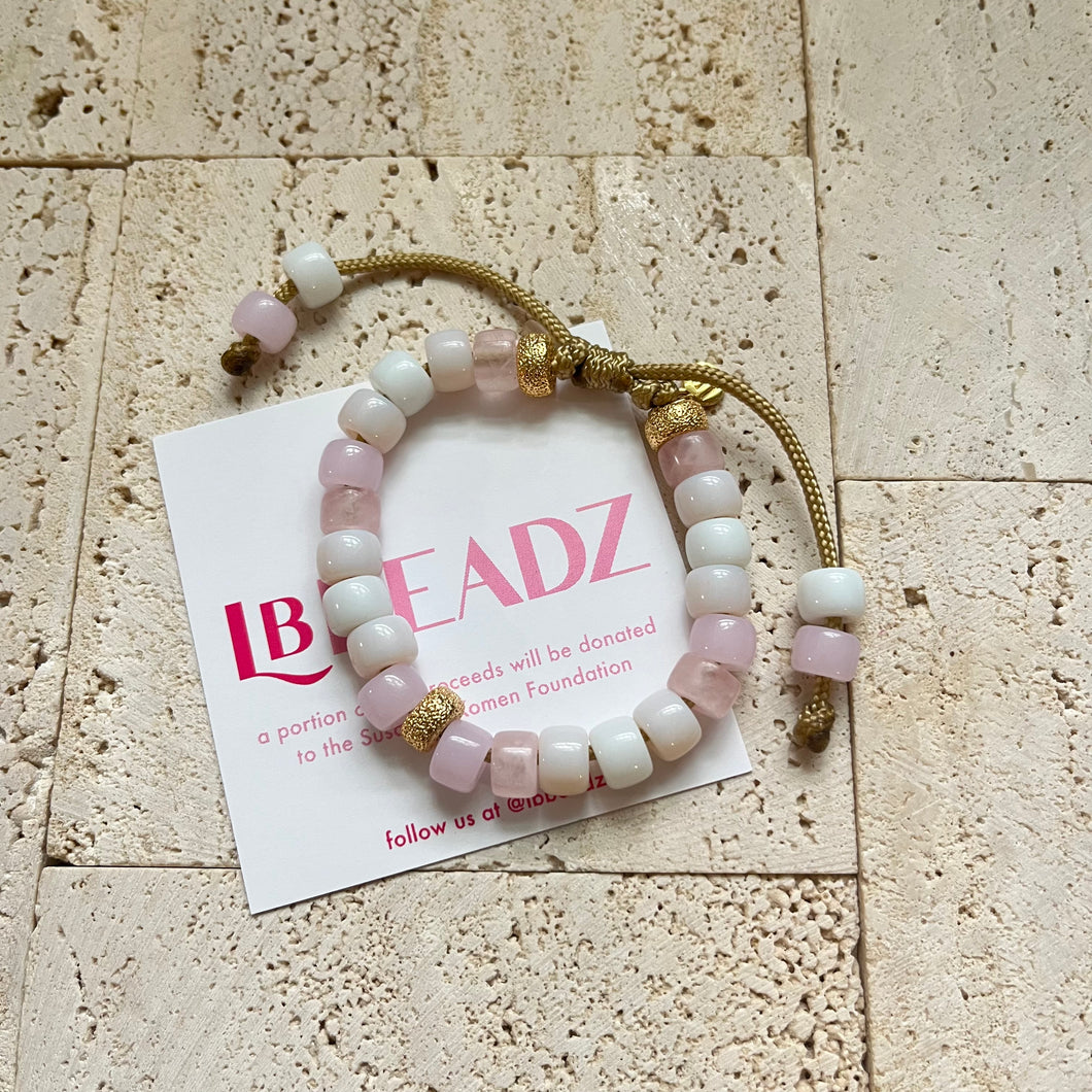 Hope • Proceeds to Susan G. Komen Foundation • Breast Cancer Awareness • Gemstone Adjustable Beaded Bracelet