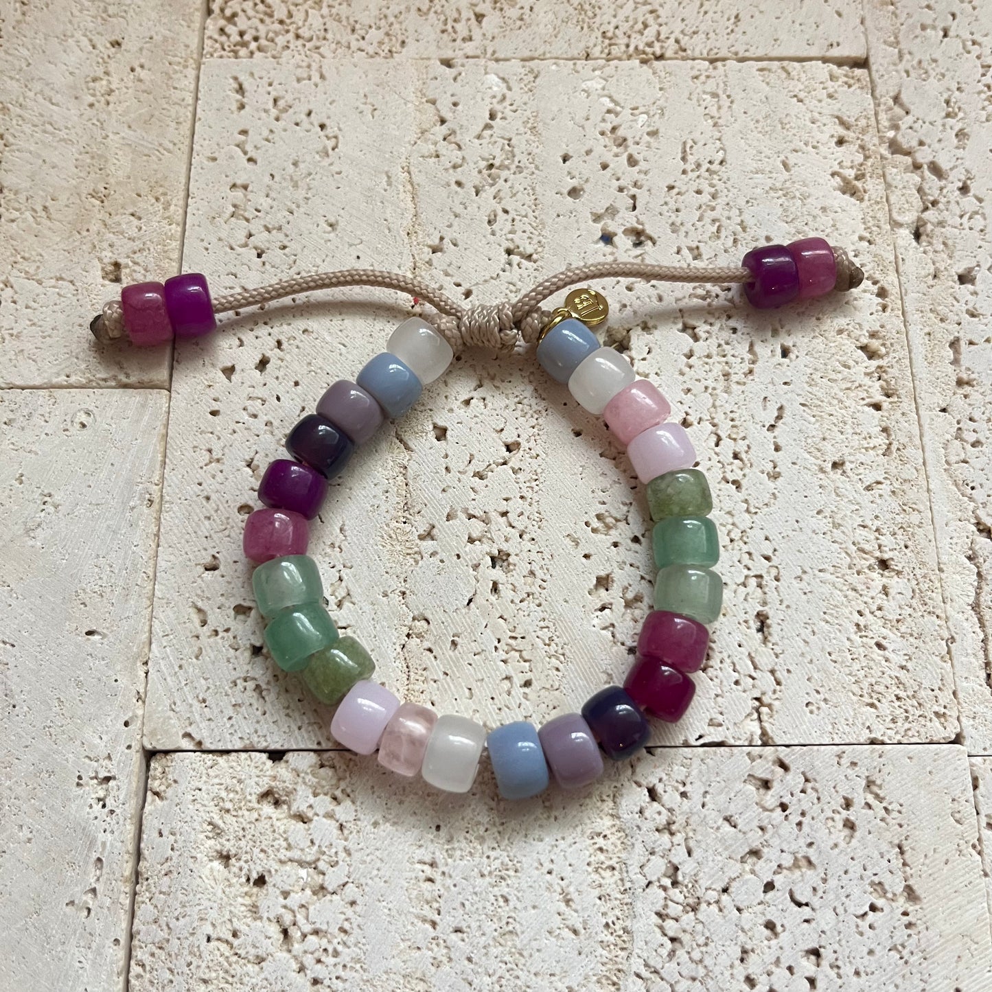 Tea and Crumpets • Gemstone Adjustable Elastic Beaded Bracelet