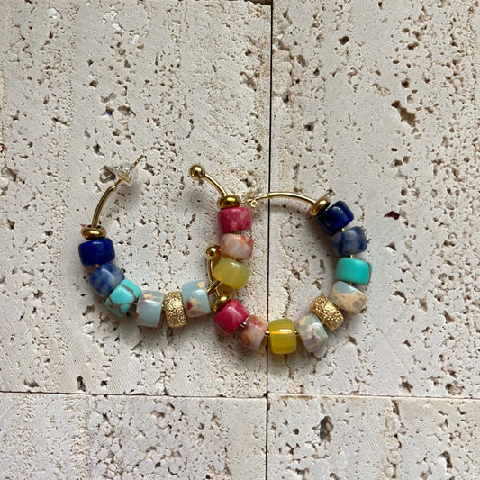Trix Gem gEAR, Gold Filled Gemstone Hoop Earrings (Copy)