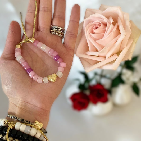 Valentine's Ombre Gemstone with Gold Heart