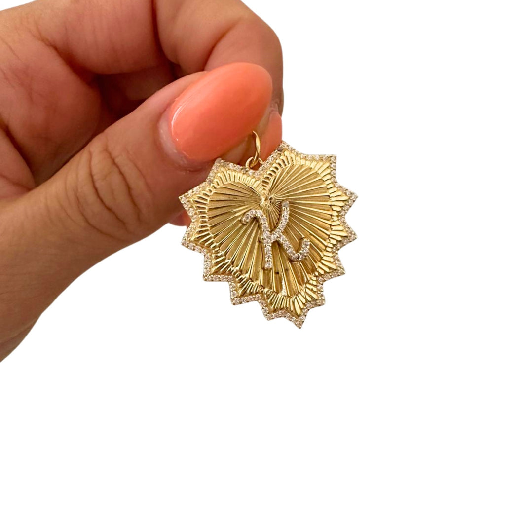Oversized Fluted Heart Charm