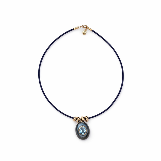 Labradorite and Blue Topaz Oval Rope Necklace