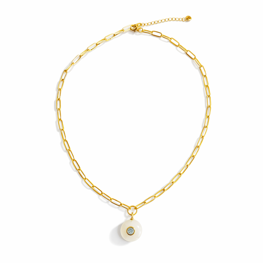 Rainbow Moonstone Blue Topaz Pendant Necklace