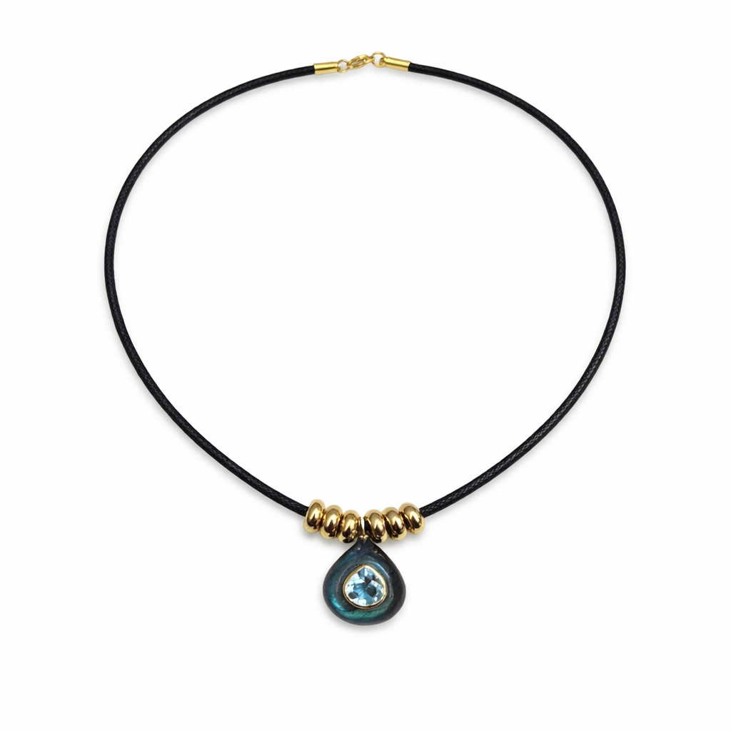 Labradorite and Blue Topaz Teardrop Rope Necklace