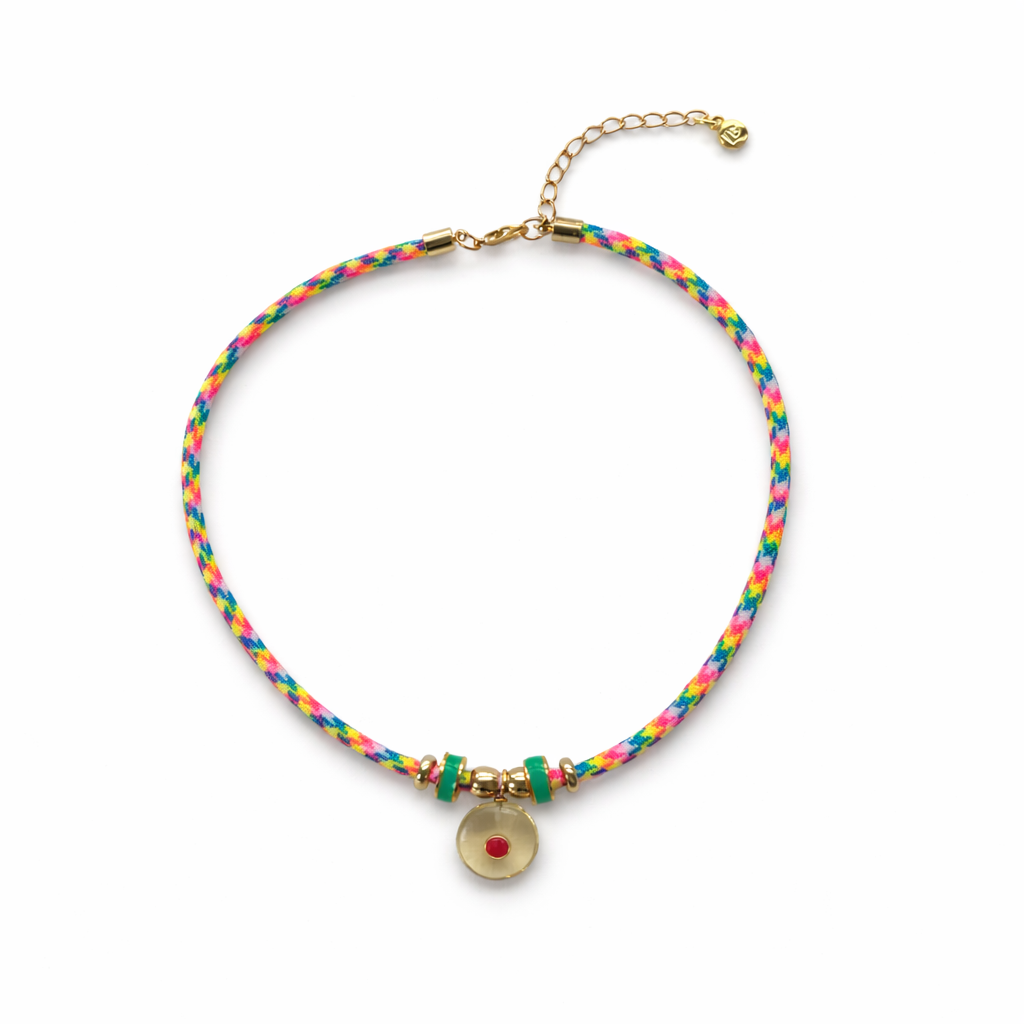 Round Lemon Quartz & Orange Cubic Zirconia Rope Necklace