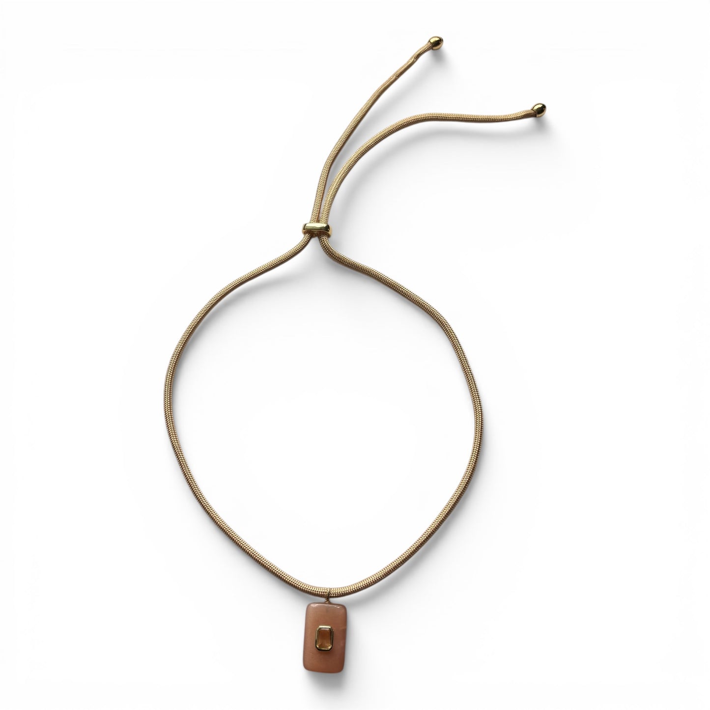 Fortuna Rope Bolo Necklace - Peach Moonstone & Citrine