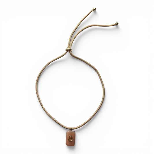 Fortuna Rope Bolo Necklace - Peach Moonstone & Citrine