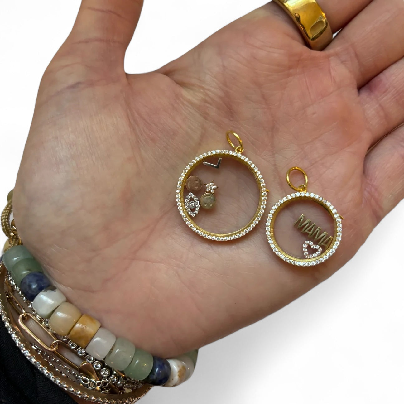 Small Floating Pave Charm Locket