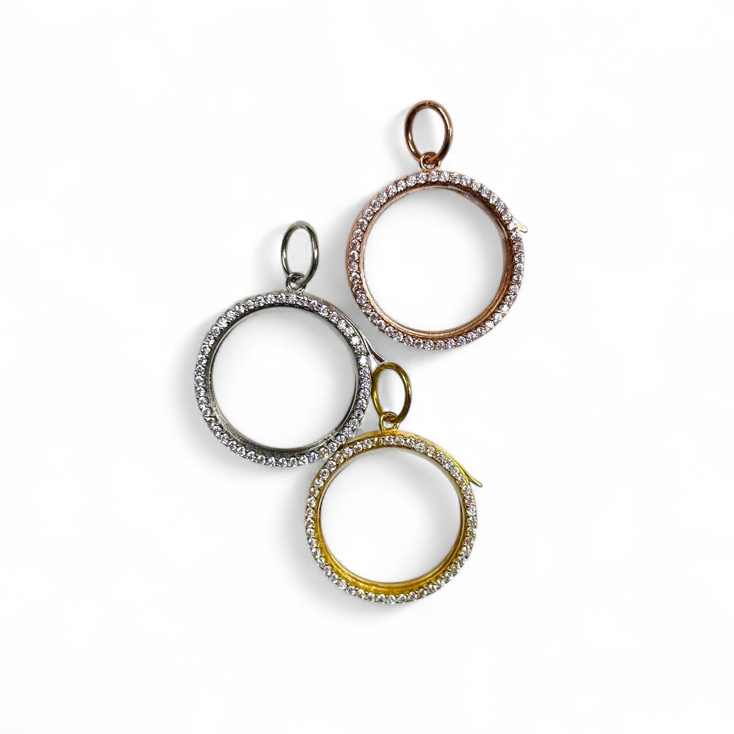 Small Floating Pave Charm Locket