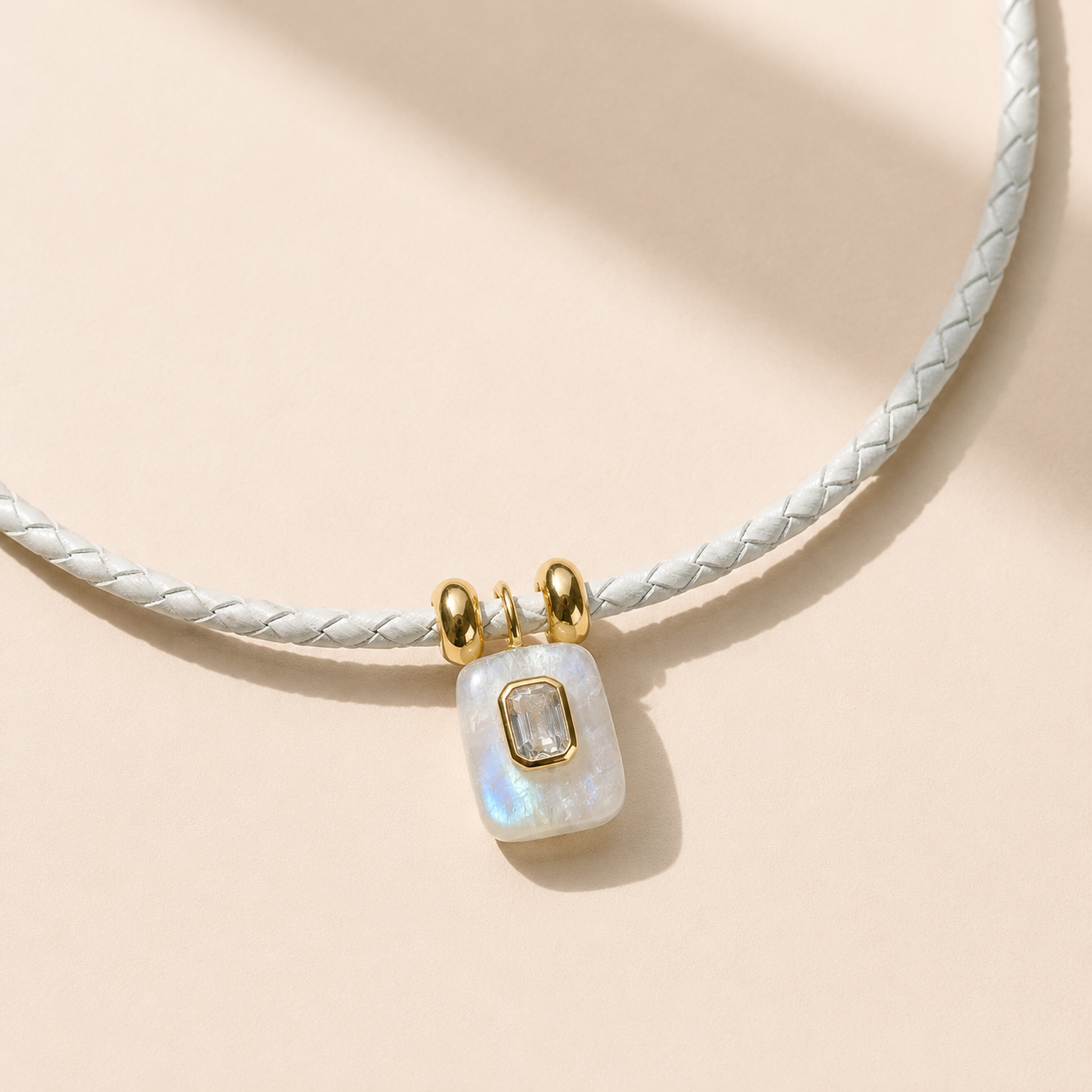Moonstone Leather Cord Necklace