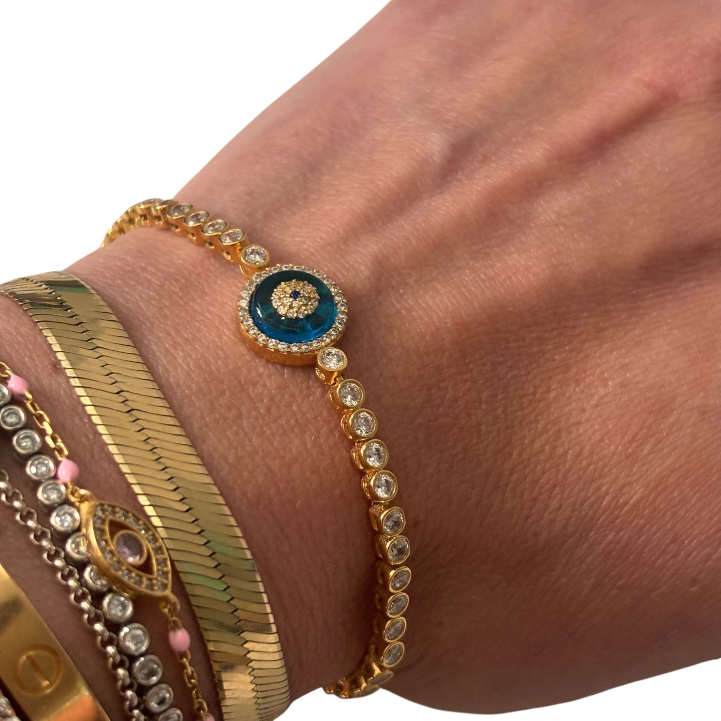 Evil Eye Bezel Tennis Bracelet