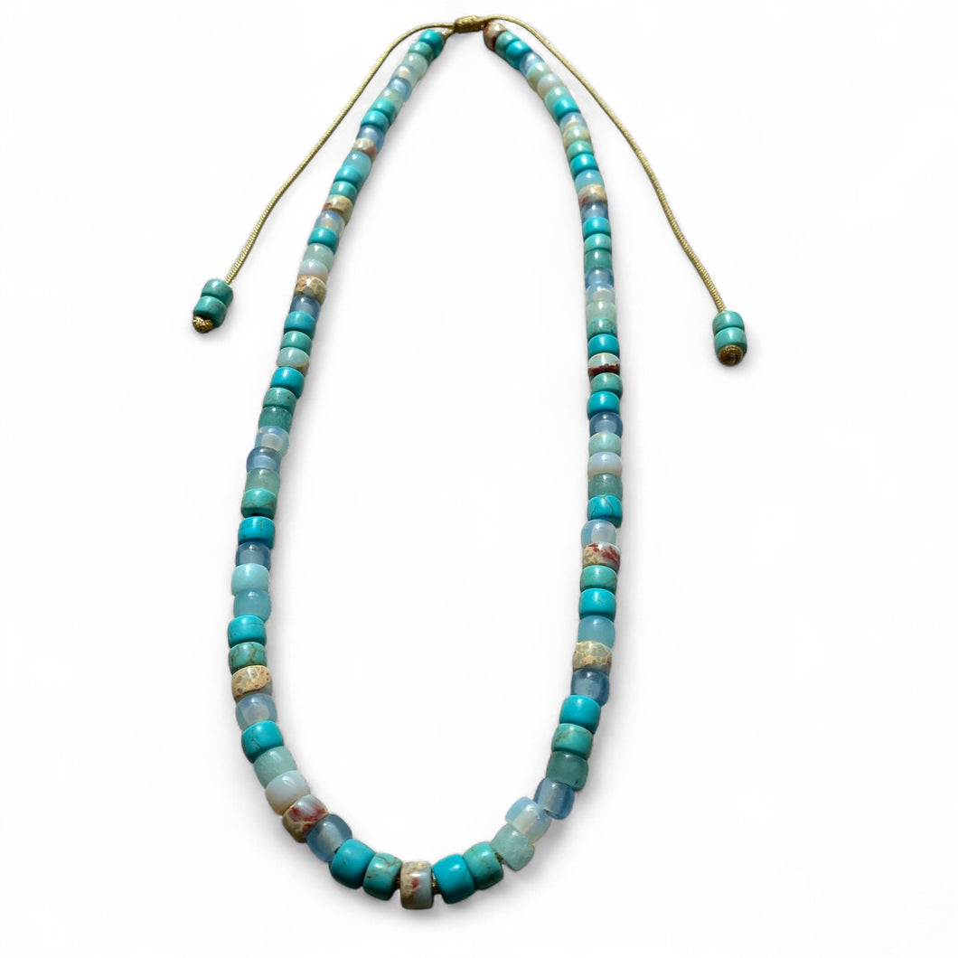 Blue Crush • Natural Gemstone Beaded Necklace • Can be Personalized