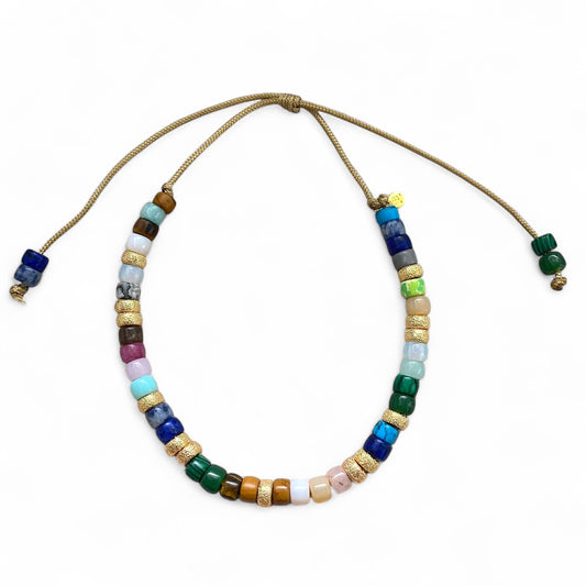 Cleopatra Necklace • Confetti Cake Gemstones • Gold Stardust Spacers
