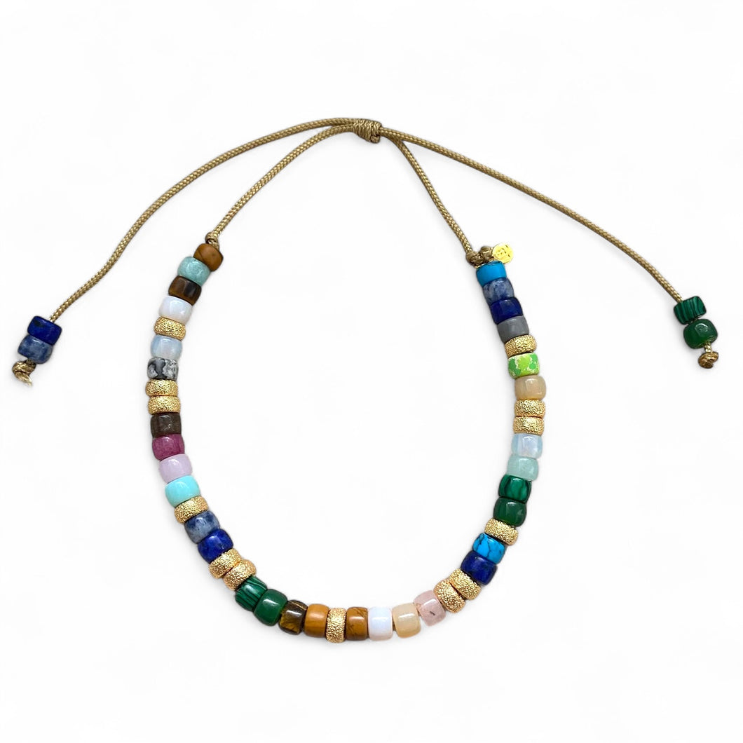 Cleopatra Necklace • Confetti Cake Gemstones • Gold Stardust Spacers