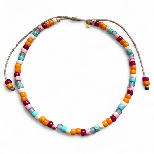 Malibu Barbie Pony Bead Gemstone Necklace