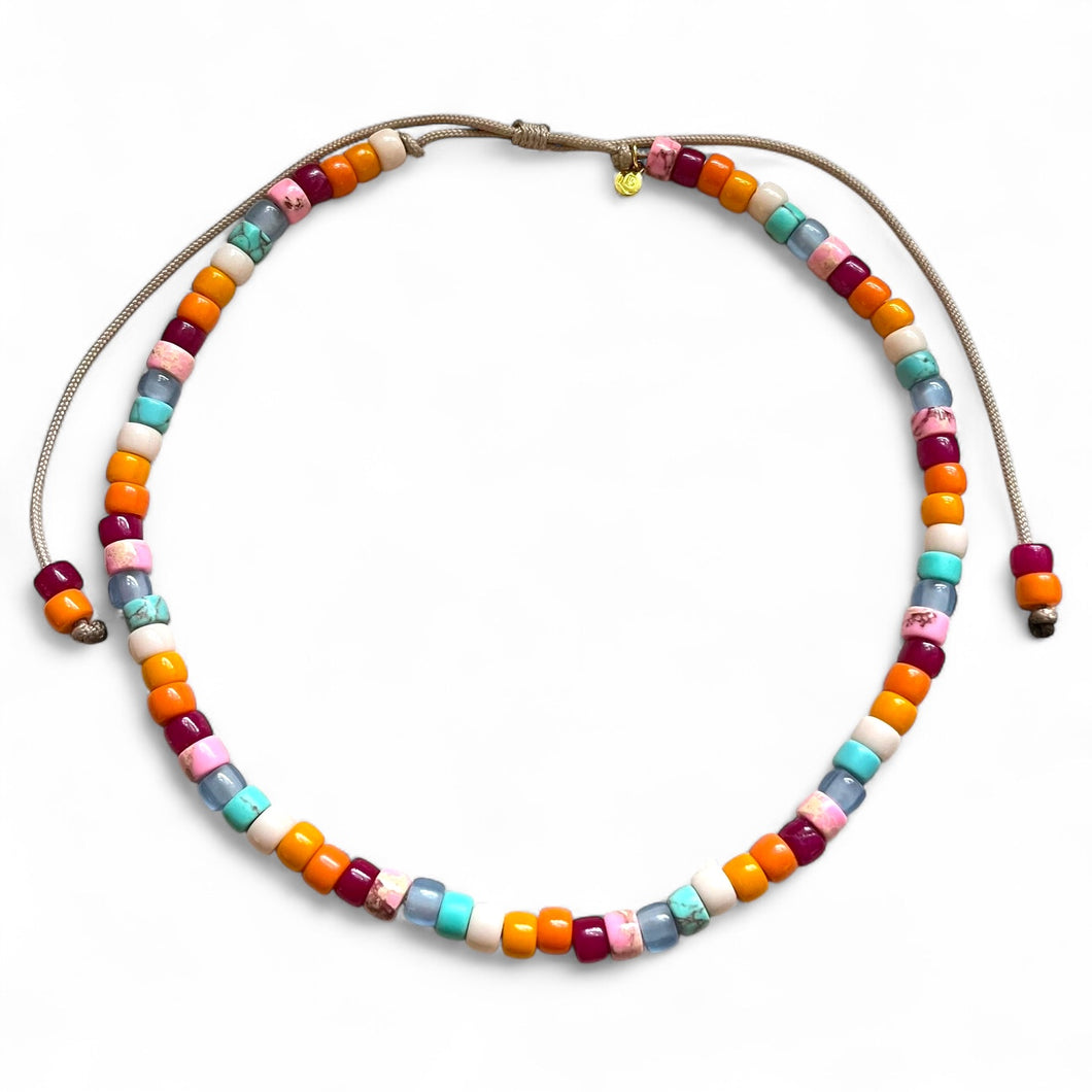 Malibu Barbie Pony Bead Gemstone Necklace