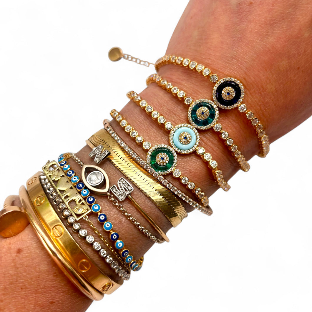 Evil Eye Bezel Tennis Bracelet