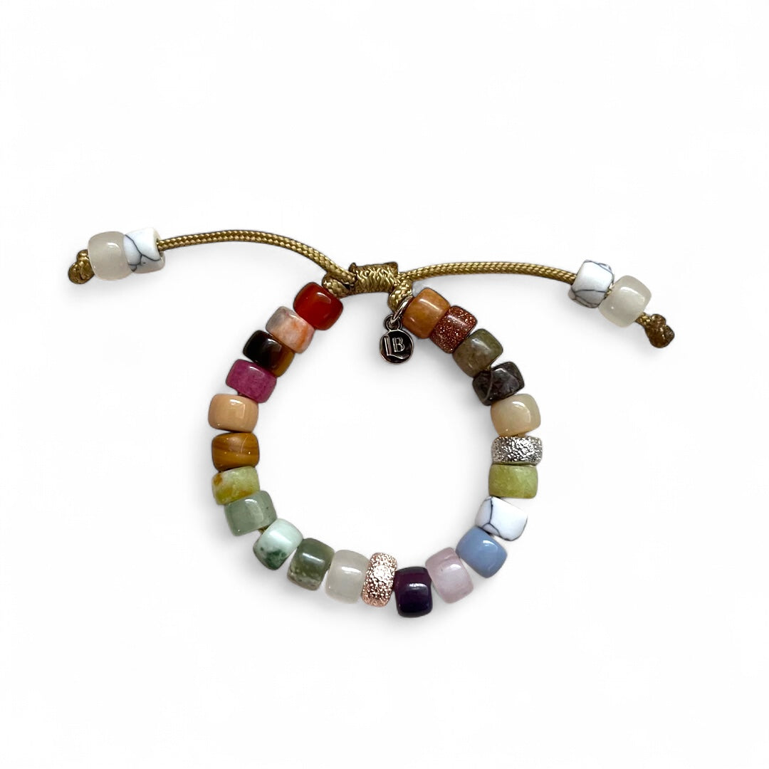 Laurel, Gemstone Pony Bead Bracelet, Gold & Rose Gold Plated Spacers